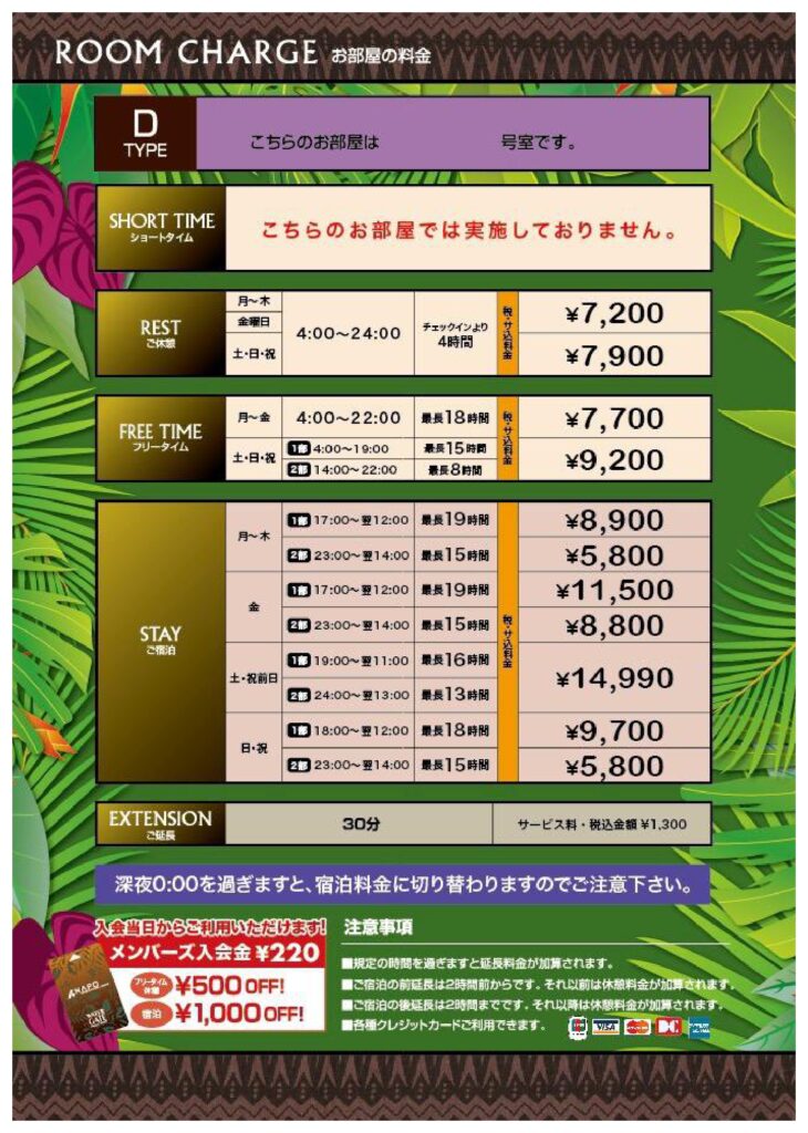 料金表タイプD