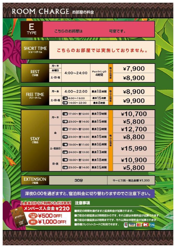 料金表タイプE